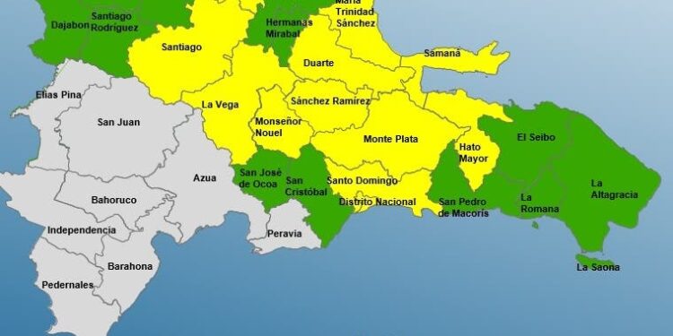 COE aumenta a 23 las provincias y el Distrito Nacional en alerta por lluvias