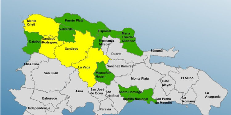El COE emite alerta amarilla para cuatro provincias y verde para ocho