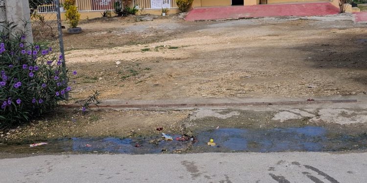 Exigen intervención urgente por filtración de aguas negras en escuela de Río San Juan