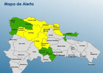 COE mantiene ocho provincias en alerta amarilla y seis en verde por lluvias asociadas a sistema frontal