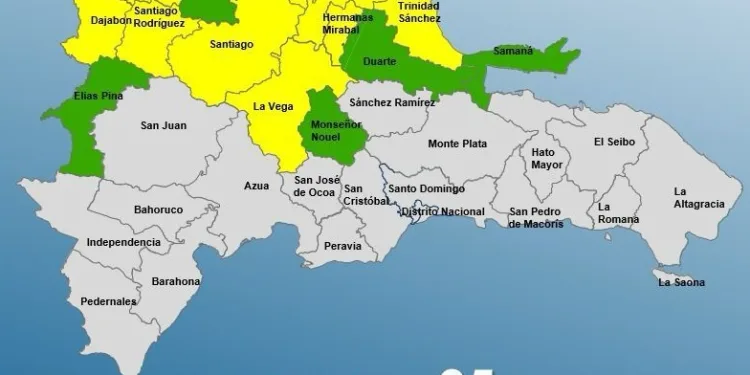 María Trinidad Sánchez bajo aviso meteorológico por posibles aguaceros y tormentas eléctricas